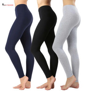 1 pcs Women Basic Solid Color Cotton Full Length Leggings