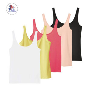 5 pcs set Women’s Scoop Neck Summer Cotton Vest / Round Neck Tank Top ( ডেলিভারি ফ্রি )