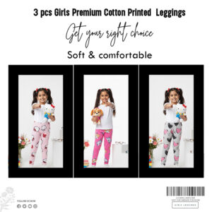 5 pcs Girls Premium Cotton Printed Leggings ( ডেলিভারি ফ্রি )