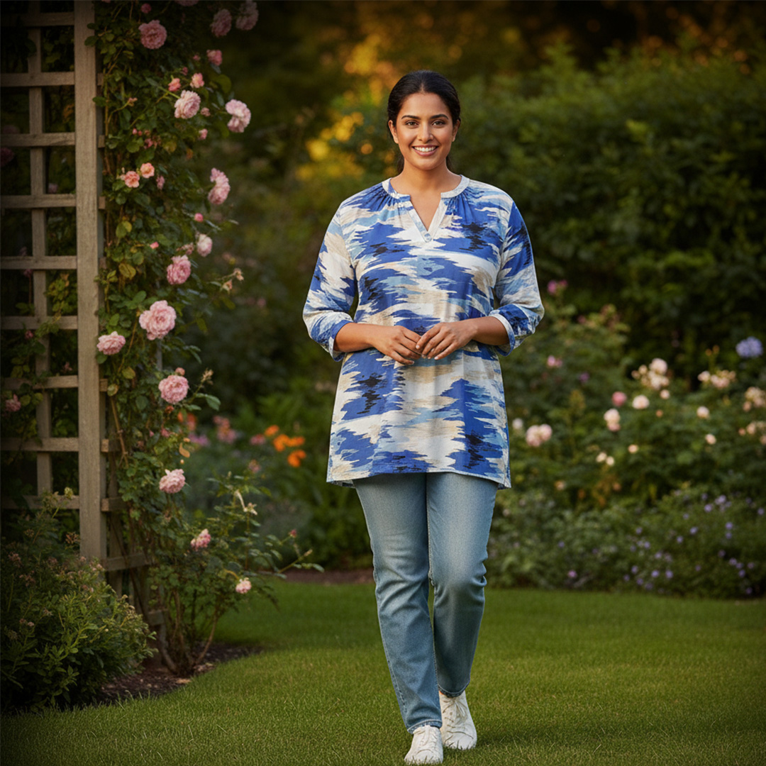 1 pcs ( style-1) Women’s Ladies ¾ Sleeve Soft Floral Casual Top Dress