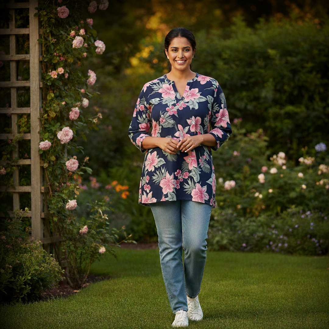 1 pcs ( Style-10 ) Women’s Ladies ¾ Sleeve Soft Floral Casual Top Dress