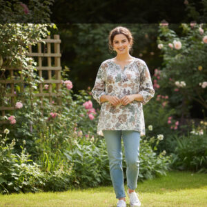 1 pcs ( Style-11 ) Women’s Ladies ¾ Sleeve Soft Floral Casual Top Dress