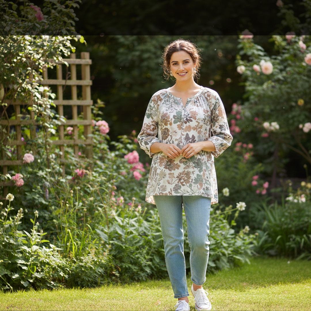 1 pcs ( Style-11 ) Women’s Ladies ¾ Sleeve Soft Floral Casual Top Dress