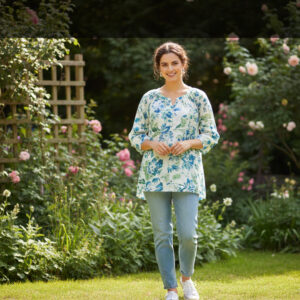 1 pcs ( Style-12 ) Women’s Ladies ¾ Sleeve Soft Floral Casual Top Dress