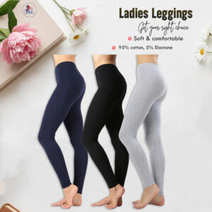 3 pcs Women Basic Solid Color ( Black , Navy Blue, Grey ) Cotton Full Length Leggings ( বড় সাইজ )