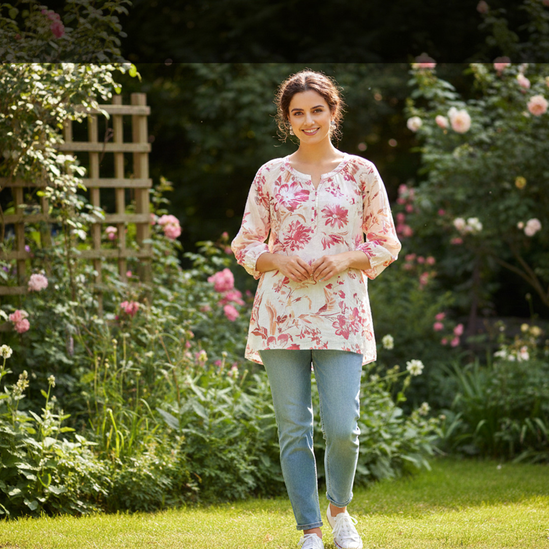 1 pcs ( Style-3 ) Women’s Ladies ¾ Sleeve Soft Floral Casual Top Dress