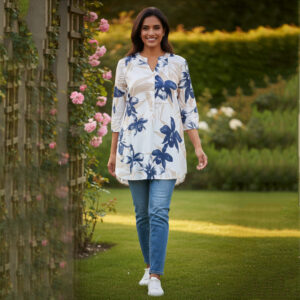 1 pcs ( Style-5 ) Women’s Ladies ¾ Sleeve Soft Floral Casual Top Dress