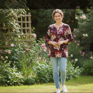 1 pcs ( Style-6 ) Women’s Ladies ¾ Sleeve Soft Floral Casual Top Dress