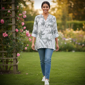 1 pcs ( Style-8 ) Women’s Ladies ¾ Sleeve Soft Floral Casual Top Dress