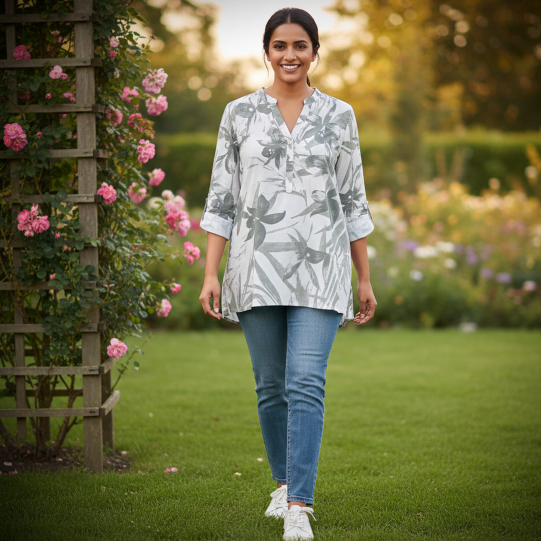 1 pcs ( Style-8 ) Women’s Ladies ¾ Sleeve Soft Floral Casual Top Dress