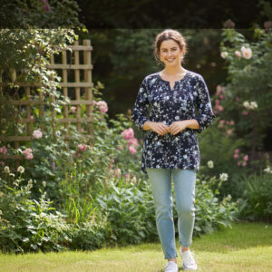 1 pcs ( Style-9 ) Women’s Ladies ¾ Sleeve Soft Floral Casual Top Dress