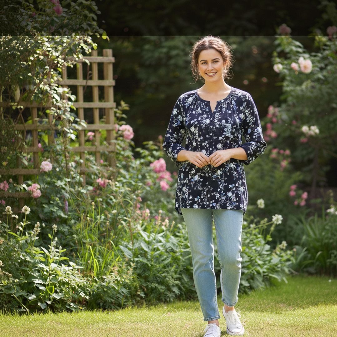 1 pcs ( Style-9 ) Women’s Ladies ¾ Sleeve Soft Floral Casual Top Dress