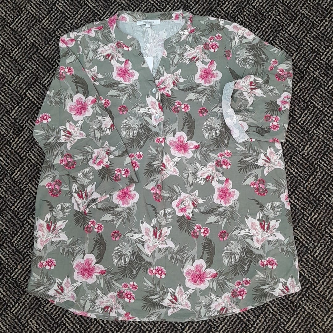 1 pcs ( Style-2 ) Women’s Ladies ¾ Sleeve Soft Floral Casual Top Dress - Image 2